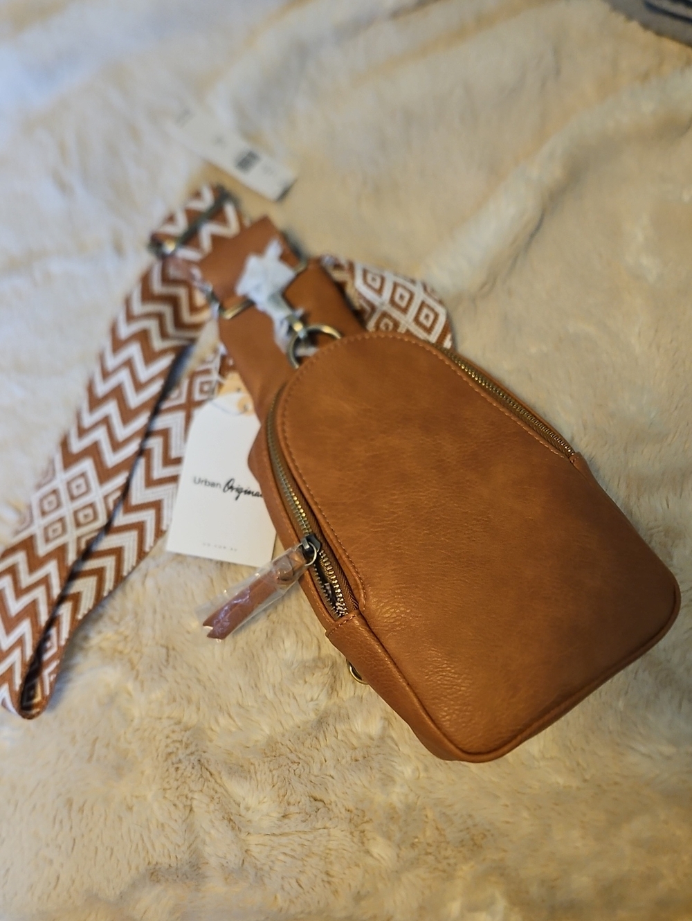 Anthropologie Urban Originals Vegan Crossbody Sling with Patterned Strap
